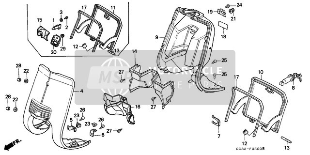 Honda NH50MS 1990 Couverture avant/Boîte intérieure pour un 1990 Honda NH50MS